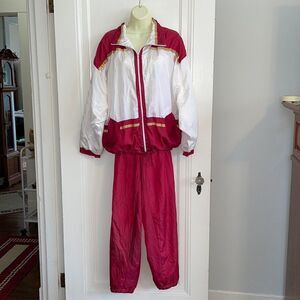 Vtg 90s Southern‎ Expressions maroon & white parachute track suit